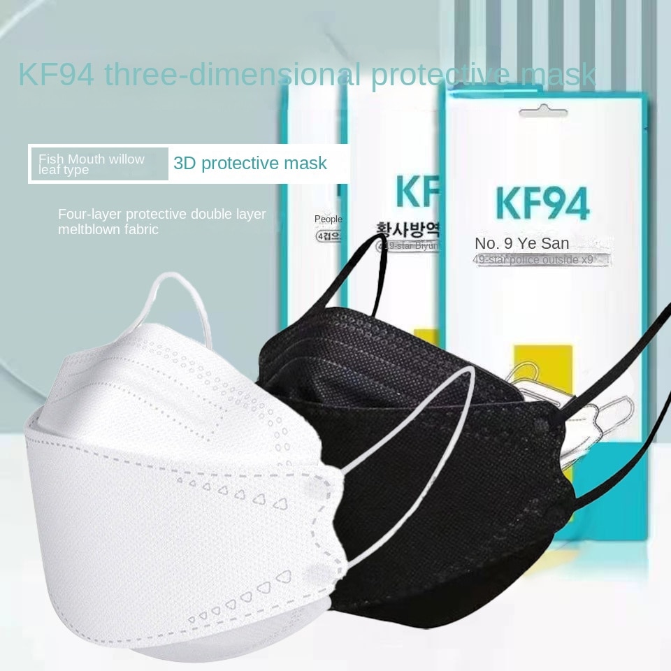 50pcs Adult KF94 Respirator Fish Mouth Disposable Respirator Three-dimensional Four Layer Protection