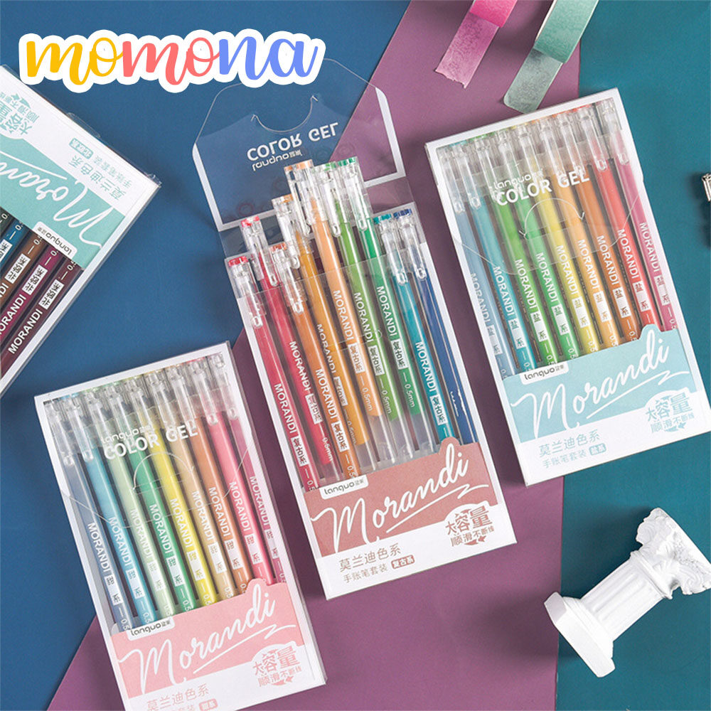 Momona 9Pcs Journal Pen Set 0.5mm Morandi Colors Gel Pen For Journaling Scrapbook Diary Planner DIY Painting Stationery Supplies