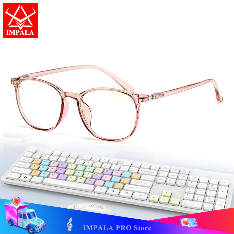IMPALA FL1810W Fashion Anti Blue Light Eyeglasses for Men and Women Spectacle Korean Style Filter Eyeglasses Blue Light Block UV400 Anti Blue Ray Protective Eyewear With Glasses case