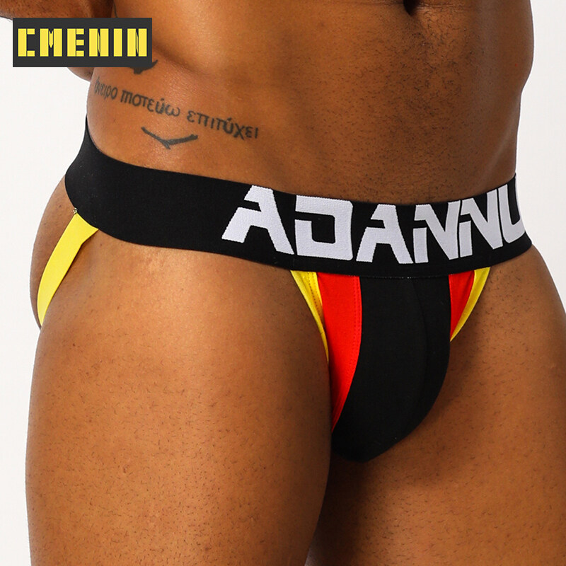 ORLVS ADANNU (1 Pieces) Threadwork Milk Fiber Sexy Men Underwear Thong Mens Jockstrap Ins Style Thongs And G strings Lingeries CMENIN Low waist Letter Innerwear AD14