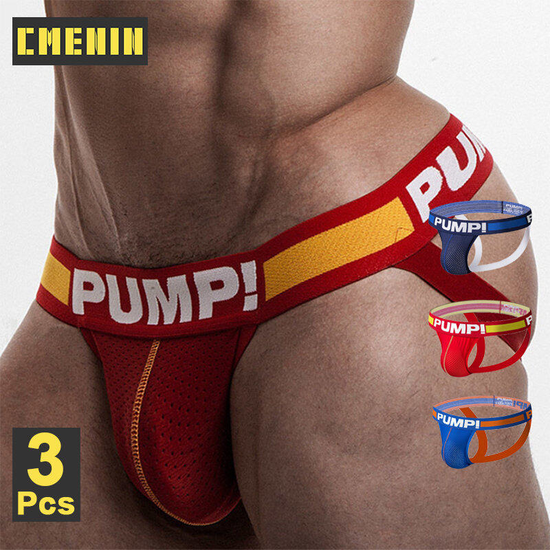 CMENIN PUMP 3Pcs Cotton Breathable Men's Thongs And G String Men's Panties New Tanga Sexy Underwear Man Jockstrap Underpants For Men H115