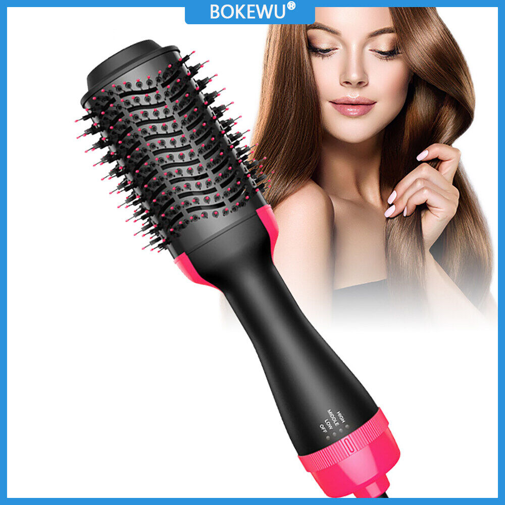 BOKEWU 1000W Hair Dryer Hot Air Brush Styler Volumizer Hair Straightener Curler Comb Roller One Step Electric Ion Hair Brush