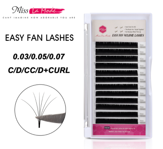 Misslamode C CC D DD Curl Rapid Volume Fans Lashes Self Fanning Lash Extensions Blooming Eyelashes 0.05 0.07 Easy Fan Lashes auto Fan Bloom Natural Eyelashes
