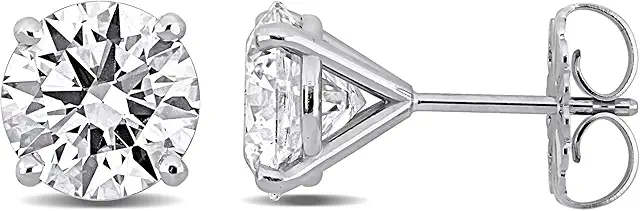 Lab-Grown Diamond Stud Earrings With Unique laser engraved Diamond ID, Set In Platinum, White Gold or Yellow Gold - D Color