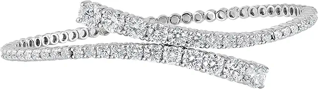 Diamond Wish 3 1/4 Carat Lab Grown Diamond Graduating Halfway Flex Bangle Bracelet for Women in 14k White Gold