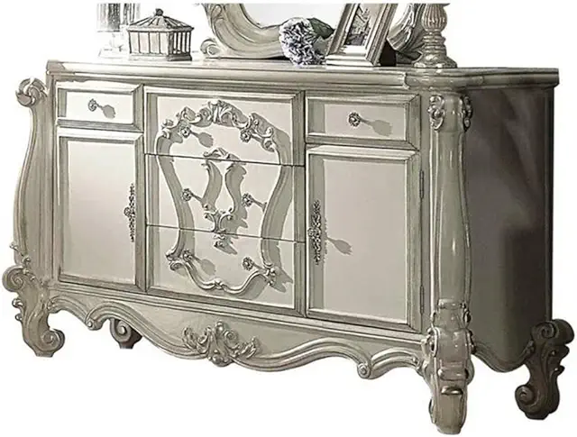 Versailles Wooden 5 Drawer Dresser in Bone and White