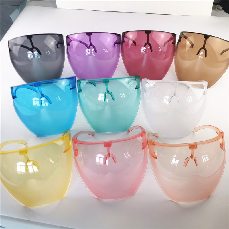 【For Adult】Update Style 10 Colors Acrylic Full Face Shield Visor Eye Shield Faceshield Anti-Fog Anti-Dust Anti-spra Protective Glasses Goggles Outdoor Blowout Cover Shelter for Riding Working Travelin